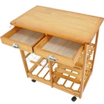 Pine Wood Kitchen Trolley Cart Rolling Wine Rack Storage Island Drawers Serving. Fixed Price $48.20.