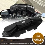 3-POCKET Windshield Fairing Storage Pouch Bag For Harley Tri Street Glide Flhx. Fixed Price $46.00.