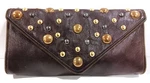 Jj Winters Large Envelope Brown Leather Clutch Purse Bag, Studded Zipper Edge. Fixed Price $54.99.