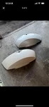 Victory Cross Country Saddle Bag Lids Pair Suede Pearl White Paint - 352/PWU. Fixed Price $200.00.