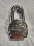 Vintage Harley Davidson Chrome Master Lock No 220 With Leather Pouch 45789-92. Fixed Price $200.00.