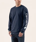 Mens Work Long Sleeve T-shirt Navy Logo Cotton Casual Heavyweight Tee. Fixed Price $21.99.