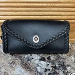 Black Leather Auburn Motorcycle Braided Windshield Tool Bag 8.5. Fixed Price $20.00.