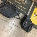 River Road Slant Style Saddlebags With Brackets. Fixed Price $150.00.