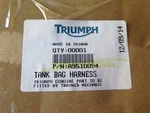 Triumph Tiger Explorer Gas Tank Harness A9510094 For Bag A9510093 (17D2). Fixed Price $169.00.