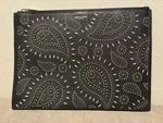 Saint Laurent Paisley Studded Leather Clutch Bag Black Rare Edge Condition. Fixed Price $325.50.