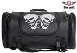 Motorcycle Sissy Bar Luggage Duffle Bag W/reflective Skull -black Medium Pvc New. Fixed Price $111.99.