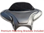 38" Silver Universal Motorcycle Cruiser Batwing Fairing With Premium Hardware. Fixed Price $209.00.