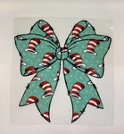 Dtf "dr Seuss Turquoise Cat In The Hat Bow" Ready To Heat Press Transfer. Fixed Price $5.00.