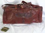 Large Handmade Indian Duffel Style Travel Leather Bag Brown Shoulder Strap. Fixed Price $76.26.