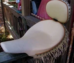 Corbin Leather Motorcycle Seat W Fringe & Backrest Harley Indian. Fixed Price $229.99.