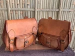 Large Motorcycle Pair Goat Leather Saddle Bags Luggage 2 Brown 11" Big. Fixed Price $49.00.