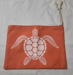 Sea Turtle Canvas Beach Storage Bag Zipper Rope Handle Swimwear Pouch Travel Euc. Fixed Price $13.50.