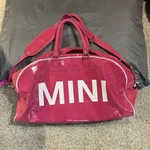 Bmw/mini Cooper Patent Pink Duffle Travel Overnight Bag Red Satin Interior-rare. Fixed Price $85.00.